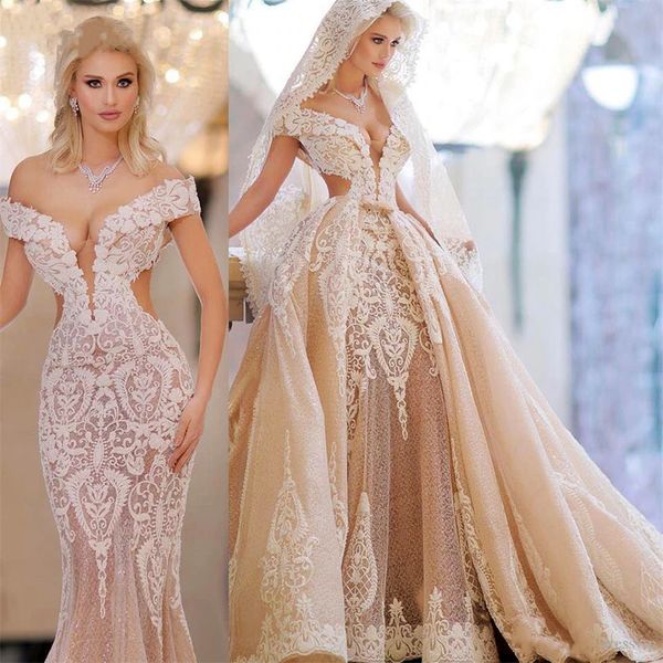 elegant 2024 beading lace mermaid wedding dress plus size detachable middle east formal pageant gowns arabic wear, White
elegant 2024 beading lace mermaid wedding dress plus size detachable middle east formal pageant gowns arabic wear, White