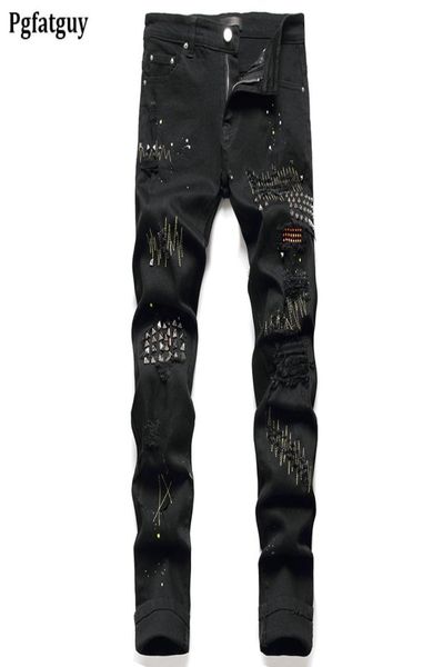 2021 new men039s rivet ripped black jeans pants stretch embroidery denim trousers male streetwear willow nails mens pants biker2955251, Blue
2021 new men039s rivet ripped black jeans pants stretch embroidery denim trousers male streetwear willow nails mens pants biker2955251, Blue