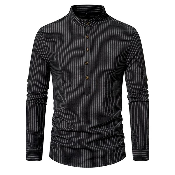 men's casual shirts 2023 henry collar colorful shirt long sleeve striped regular comfortable men 230822, White;black
men's casual shirts 2023 henry collar colorful shirt long sleeve striped regular comfortable men 230822, White;black