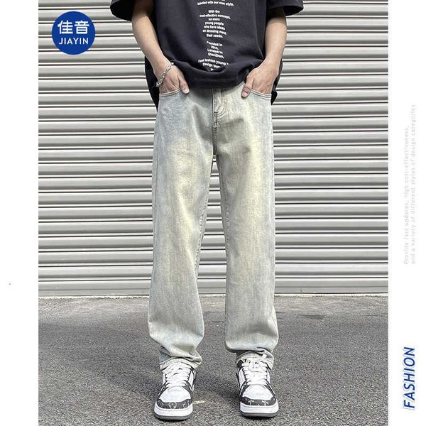 american jeans men's summer washable old small yellow mud dyed pants fashion brand high street loose straight leg pants, Blue
american jeans men's summer washable old small yellow mud dyed pants fashion brand high street loose straight leg pants, Blue