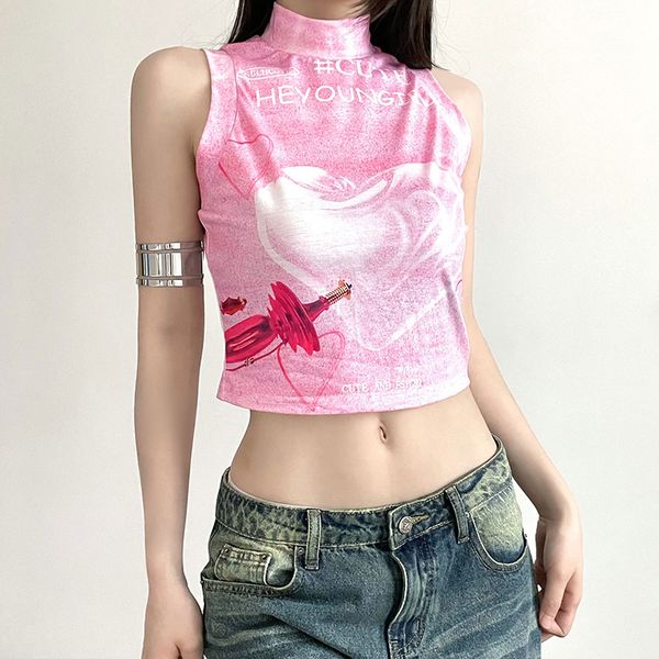 women's tanks 2023 pink graffiti print small stand-up collar sleeveless short tank ie street, White
women's tanks 2023 pink graffiti print small stand-up collar sleeveless short tank ie street, White