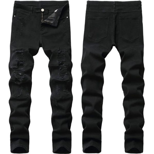 black jeans men's pants fashion streetwear holes washed men denim pants 2020 new feet stretch male straight slim ripped jeans260m, Blue
black jeans men's pants fashion streetwear holes washed men denim pants 2020 new feet stretch male straight slim ripped jeans260m, Blue