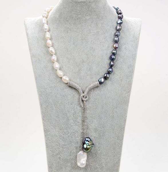 guaiguai jewelry natural black white keshi baroque pearl necklace baroque pearl cz paved pendant handmade for women real gems ston8521288, Silver
guaiguai jewelry natural black white keshi baroque pearl necklace baroque pearl cz paved pendant handmade for women real gems ston8521288, Silver