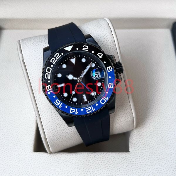 

Luxury men's watch 40mm black blue dial automatic 2813 movement watch sports men's watch 904L stainless steel strap GMT sapphire mirror waterproof Montre De Luxe watch