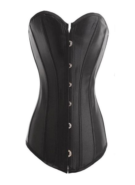women black strapless satin boned corset overbust bustier steel buckle front and lace up back 81984448462, Black;white
women black strapless satin boned corset overbust bustier steel buckle front and lace up back 81984448462, Black;white