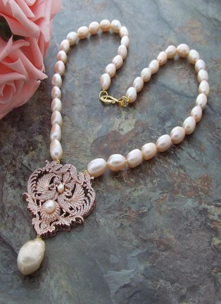 911mm white pink rice freshwater cultured pearl micro inlay zircon double phoenix accessories pendant sweater necklace 63 cm3673689, Silver
911mm white pink rice freshwater cultured pearl micro inlay zircon double phoenix accessories pendant sweater necklace 63 cm3673689, Silver