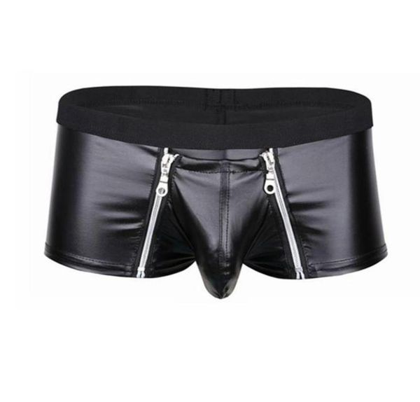 underpants mens lingerie faux leather underwear bulge pouch with double zipper closure boxer briefs low rise male panties8915985, Black;white
underpants mens lingerie faux leather underwear bulge pouch with double zipper closure boxer briefs low rise male panties8915985, Black;white