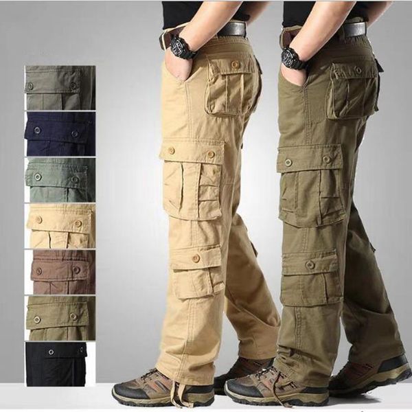 men's pants cargo mens pure cotton casual multi pockets military tactical men outwear straight tall waist trousers 230821, Black
men's pants cargo mens pure cotton casual multi pockets military tactical men outwear straight tall waist trousers 230821, Black
