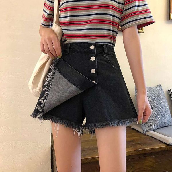 irregular denim shorts skirt womens summer style high waist retro one piece fake two wide legged, Black
irregular denim shorts skirt womens summer style high waist retro one piece fake two wide legged, Black