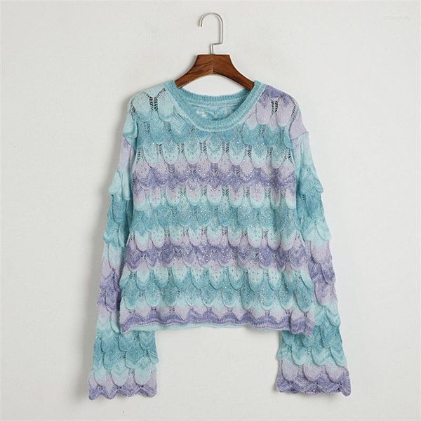 women's sweaters autumn winter 2023 gradual rainbow thin mohair sweater pineapple pattern drill hollow pullover, White;black
women's sweaters autumn winter 2023 gradual rainbow thin mohair sweater pineapple pattern drill hollow pullover, White;black