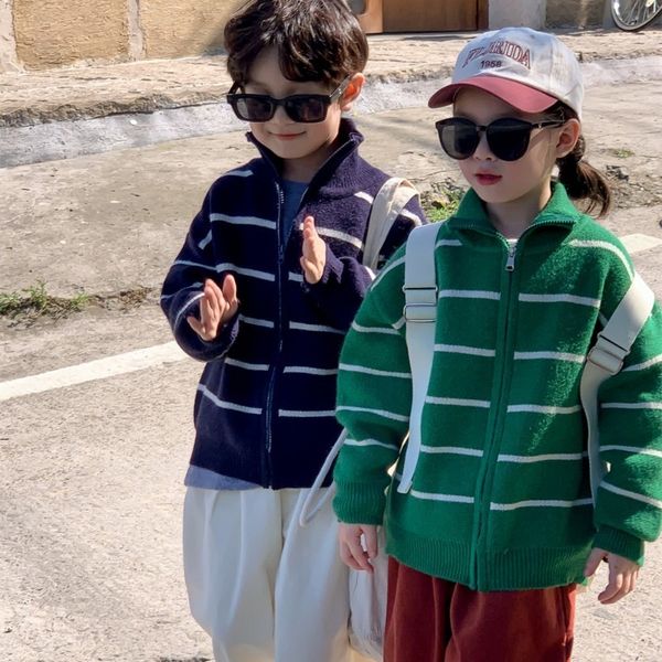 family matching outfits autumn boys fashion striped sweater girls loose zipper shtand collar cardigan kids warm knit coats 230821, Blue
family matching outfits autumn boys fashion striped sweater girls loose zipper shtand collar cardigan kids warm knit coats 230821, Blue