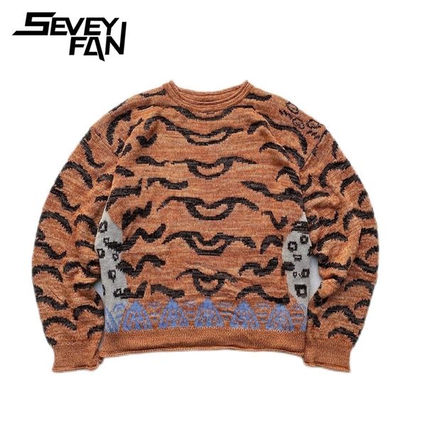 men s hoodies sweatshirts seveyfan men retro sweaters tiger stripe o neck knitwear hip hop oversize pullover 230821, Black
men s hoodies sweatshirts seveyfan men retro sweaters tiger stripe o neck knitwear hip hop oversize pullover 230821, Black