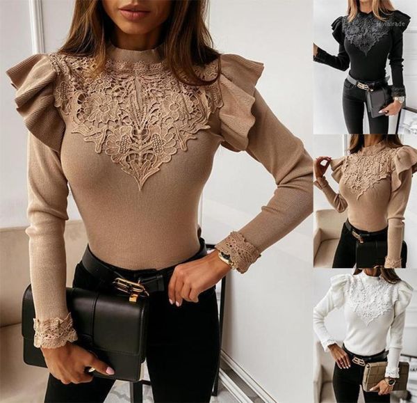 2021elegant women spring autumn sweaters patchwork design lace ruffles decor oneck long sleeve solid slim pullovers knitted 5816078, White;black
2021elegant women spring autumn sweaters patchwork design lace ruffles decor oneck long sleeve solid slim pullovers knitted 5816078, White;black