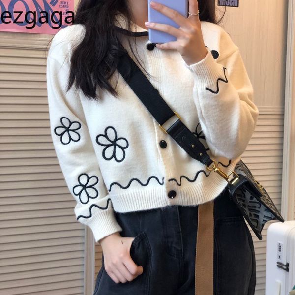 women's knits tees ezgaga sweet knitted cardigan women vintage flowers embroidery turn down collar outwear fashion sweater autumn femal, White
women's knits tees ezgaga sweet knitted cardigan women vintage flowers embroidery turn down collar outwear fashion sweater autumn femal, White