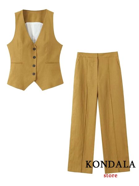 women's suits blazers kondala office lady linen brown suits women v neck single buttons vest blazerhigh waist wide leg pants fashion su, White;black
women's suits blazers kondala office lady linen brown suits women v neck single buttons vest blazerhigh waist wide leg pants fashion su, White;black