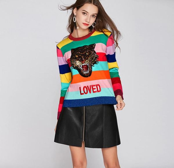 women rainbow pullovers sweaters femme round neck emboridery tiger loved colourful striped long sleeve sweater winter knitted7745432, White;black
women rainbow pullovers sweaters femme round neck emboridery tiger loved colourful striped long sleeve sweater winter knitted7745432, White;black