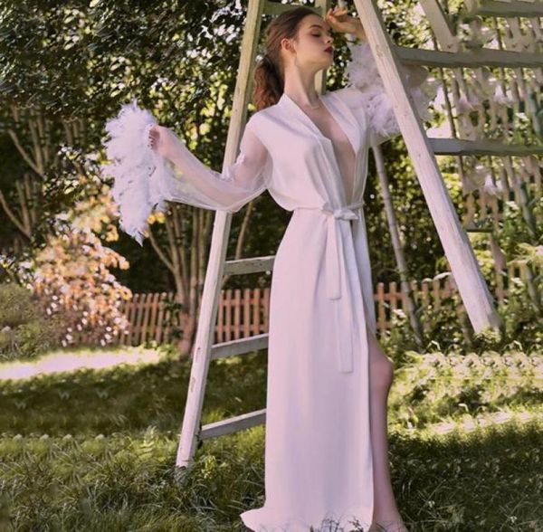 women039s swimwear long bride robe wedding pijama white bathrobe female sleepwear women mesh and feather cuffs homewear em3864263, White;black
women039s swimwear long bride robe wedding pijama white bathrobe female sleepwear women mesh and feather cuffs homewear em3864263, White;black