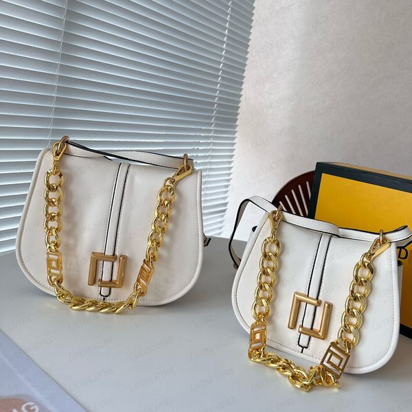 

Womens Designer Bag Fancy Saddle Shoulder Bags Top Handbags Luxury Girls Totes Genuine Leather Chain Clutch Purses with Gift Box, Small white