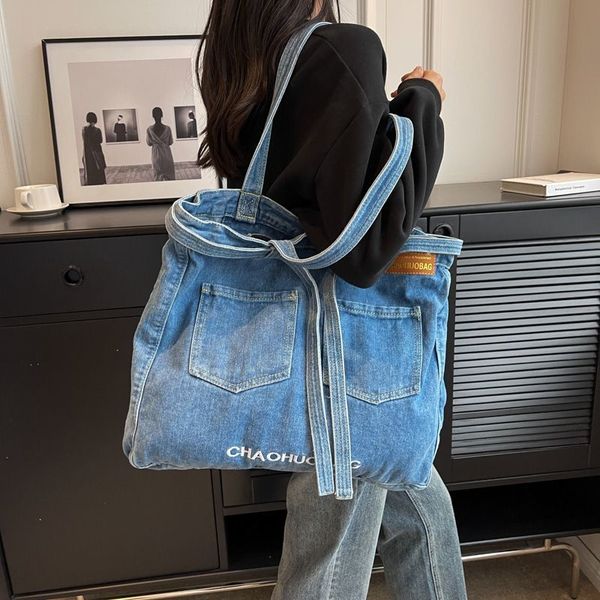 women denim canvas handbag 2023 new vintage large-capacity female shopper shoulder bags harajuku korean double-pocket women's bag, Black;red
women denim canvas handbag 2023 new vintage large-capacity female shopper shoulder bags harajuku korean double-pocket women's bag, Black;red