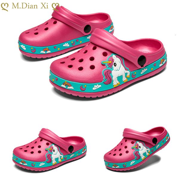 sandals kids unicorn dinosaur garden shoes beach flat sandals slippers child sandals anti skid slipper summer hole shoes 230821, Black;red