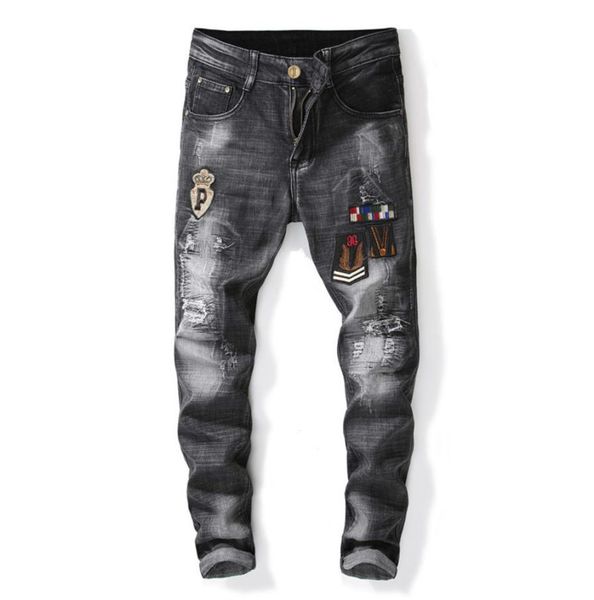 2019 mens badge rips stretch black rock revival jeans fashion designer slim fit washed motocycle denim pants panelled hip hop trou2990160, Blue
2019 mens badge rips stretch black rock revival jeans fashion designer slim fit washed motocycle denim pants panelled hip hop trou2990160, Blue