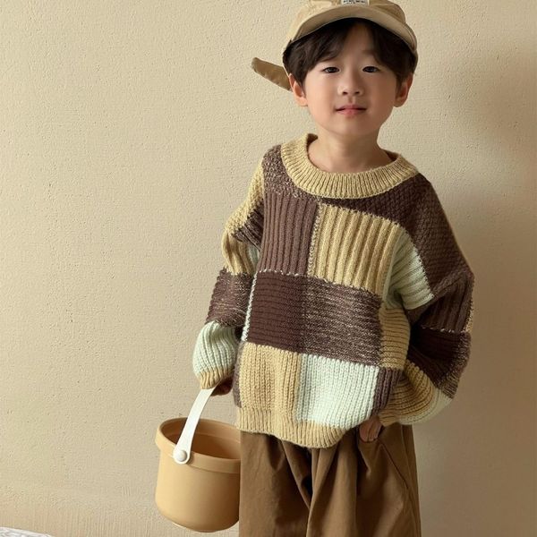 family matching outfits korean style vintage contrast color plaid sweater for boys and girls loose warm knit pullover 230821, Blue
family matching outfits korean style vintage contrast color plaid sweater for boys and girls loose warm knit pullover 230821, Blue
