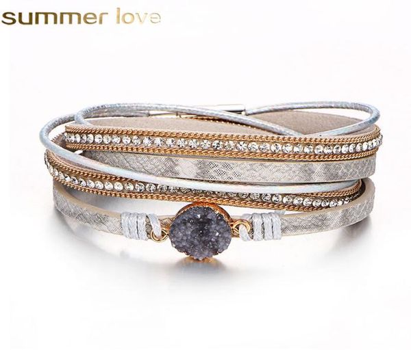 fashion multilayer leather bracelet women vintage stone crystal wrap cuff bangle magnetic clasp handmade wristband jewelry8982558, Golden;silver
fashion multilayer leather bracelet women vintage stone crystal wrap cuff bangle magnetic clasp handmade wristband jewelry8982558, Golden;silver