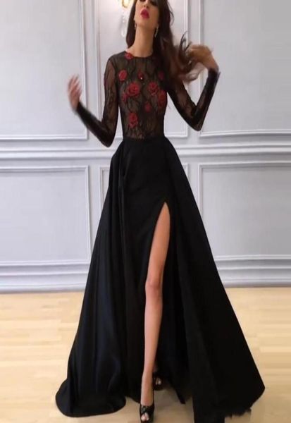 2018 yousef aljasmi arabic black prom dresses long sleeve side split dress evening wear 3d floral appliqued formal party dress4797689
2018 yousef aljasmi arabic black prom dresses long sleeve side split dress evening wear 3d floral appliqued formal party dress4797689