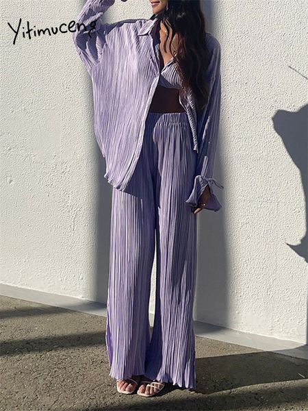 women s two piece pants yitimuceng pleat set s outifits 2023 fashion long sleeve button up casual solid wide leg 230822, White
women s two piece pants yitimuceng pleat set s outifits 2023 fashion long sleeve button up casual solid wide leg 230822, White