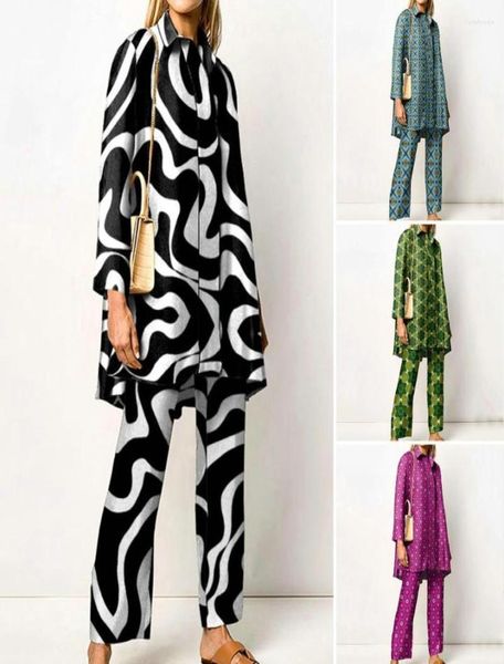 women039s two piece pants 2pcsset contrast colors print lapel women shirt set long sleeves wave pattern wide leg lady outfit f8628217, White
women039s two piece pants 2pcsset contrast colors print lapel women shirt set long sleeves wave pattern wide leg lady outfit f8628217, White