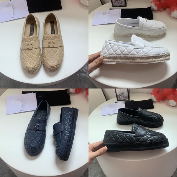 designer loafers grid plaid quilted shoes espadrilles lambskin woman straw fisherman platform cap toe flats quilty mules slippers logo c cha, Black
designer loafers grid plaid quilted shoes espadrilles lambskin woman straw fisherman platform cap toe flats quilty mules slippers logo c cha, Black