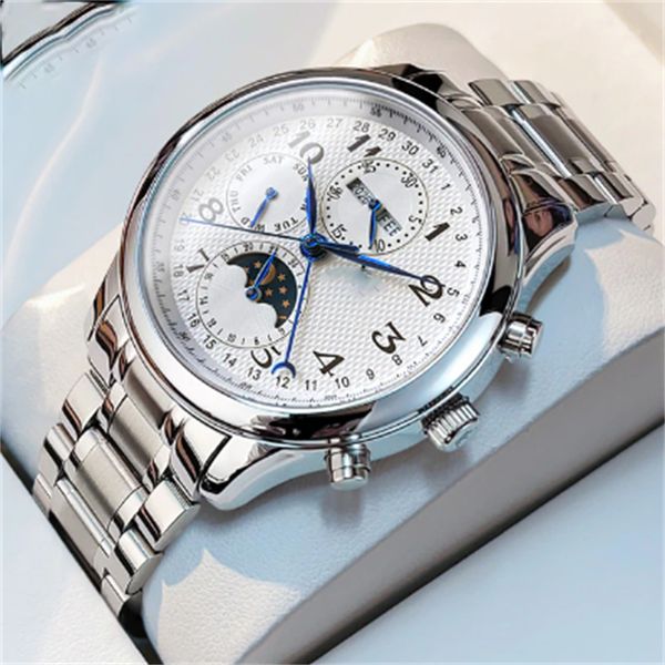 men's watches business multifunctional automatic mechanical watch for man original waterproof luminous date year moon, Slivery;brown
men's watches business multifunctional automatic mechanical watch for man original waterproof luminous date year moon, Slivery;brown