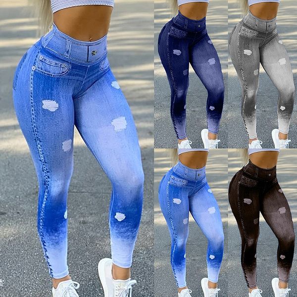 women's leggings fashion high waist faux denim jean leggings slim elastic seamless skinny pencil pant female workout running leggings d, Black
women's leggings fashion high waist faux denim jean leggings slim elastic seamless skinny pencil pant female workout running leggings d, Black