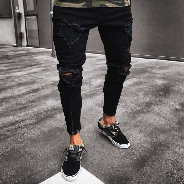 men jeans stretch destroyed ripped design black pencil pants slim biker trousers hole jeans streetwear swag pants1172982, Blue
men jeans stretch destroyed ripped design black pencil pants slim biker trousers hole jeans streetwear swag pants1172982, Blue