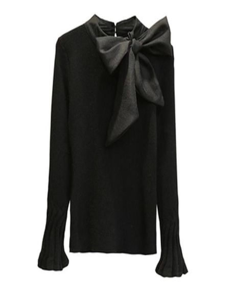 flare sleeve elegant sweater big bow collar women korean style knitted ladies pullovers tees belt 4661299, White;black
flare sleeve elegant sweater big bow collar women korean style knitted ladies pullovers tees belt 4661299, White;black