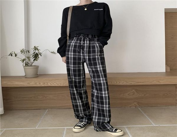 2020 vintage plaid pants elastic waist pants women high waist plus size wide leg casual female korean trousers women5786573, Black;white
2020 vintage plaid pants elastic waist pants women high waist plus size wide leg casual female korean trousers women5786573, Black;white