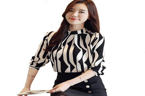 discount womens and blouses 2018 autumn new fashion ol printing stand collar women long sleeved slim shirt ladies office shir8923080, White 
discount womens and blouses 2018 autumn new fashion ol printing stand collar women long sleeved slim shirt ladies office shir8923080, White