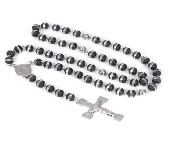 new arrival popular style black silicone rosary necklace silver 316l stainless steel religous beads chain crucifix cross6556222
new arrival popular style black silicone rosary necklace silver 316l stainless steel religous beads chain crucifix cross6556222