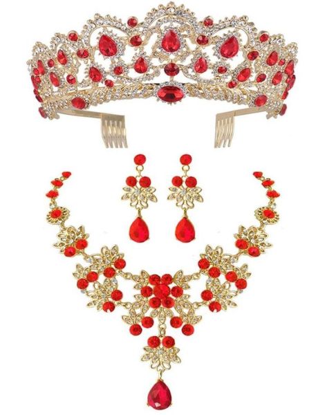 baroque vintage gold red green blue crystal bridal jewelry sets necklace earrings crown with comb african beads jewelry sets8102429, Silver
baroque vintage gold red green blue crystal bridal jewelry sets necklace earrings crown with comb african beads jewelry sets8102429, Silver