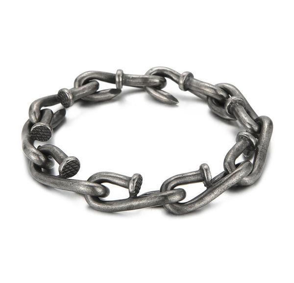 nail link chain bracelets punk men039s retro stainless steel hip hop rock bangle jewelry2996797, Black
nail link chain bracelets punk men039s retro stainless steel hip hop rock bangle jewelry2996797, Black