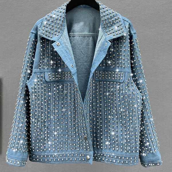 womens jackets luxury women patchwork diamonds rivets denim jacket lapel rhinestones jeans coats outerwear autumn streetwear loose cardigan, Black;brown
womens jackets luxury women patchwork diamonds rivets denim jacket lapel rhinestones jeans coats outerwear autumn streetwear loose cardigan, Black;brown