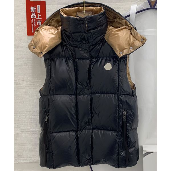 8.22 fashion hooded detachable sleeveless contrast color single breasted zipper goose down vest women, Black
8.22 fashion hooded detachable sleeveless contrast color single breasted zipper goose down vest women, Black