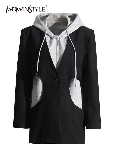 women s jackets twotwinstyle korean cut out colorblock blazer for women v neck long sleeve solid minimalist blazers female clothing autumn 2, Black;brown
women s jackets twotwinstyle korean cut out colorblock blazer for women v neck long sleeve solid minimalist blazers female clothing autumn 2, Black;brown