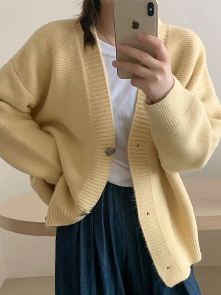 women's knits tees solid color sweaters cardigan for women coat loose singlebreasted knitted vneck long sleeve sweater 230821, White
women's knits tees solid color sweaters cardigan for women coat loose singlebreasted knitted vneck long sleeve sweater 230821, White