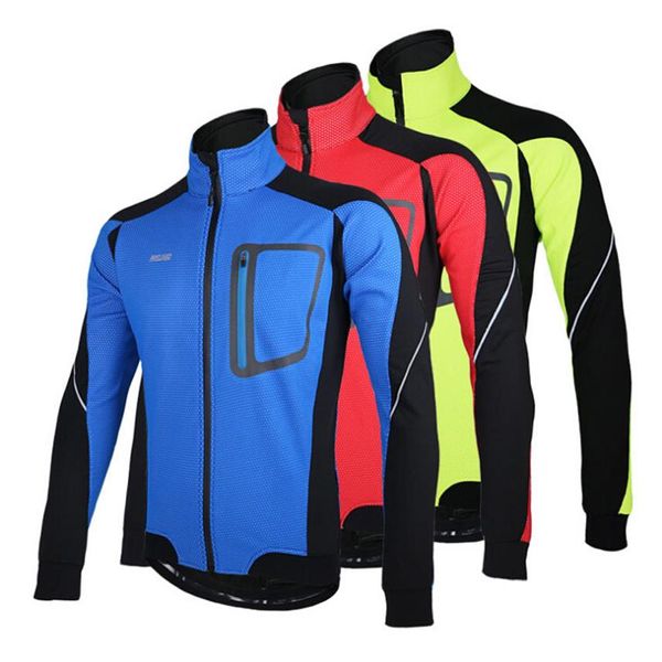 Image of Long Sleeve Winter Warm Thermal Cycling Jacket ARSUXEO Windproof Breathable Sport Jacket Bicycle Clothing Cycling MTB Jersey283e
