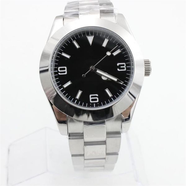 39mm automatic mechanical mens watch watches silver case black dial fixed stainless steel bezel minute markers around the outer ri267m, Slivery;brown
39mm automatic mechanical mens watch watches silver case black dial fixed stainless steel bezel minute markers around the outer ri267m, Slivery;brown