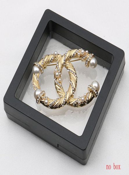 18k gold plated brooches womens designer brand double letter brooche luxury geometric inlay crystal rhinestone pearl sweater suit 6639885, Gray