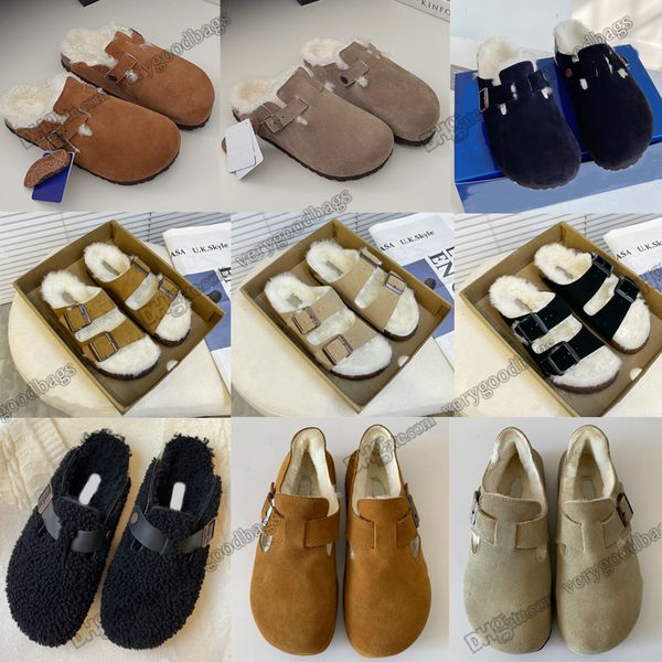 birkens winter slippers fur shearling suede boston clogs arizona women sandal designer furry shoes slip on cork flat mule wool fluff cork sl, Black
birkens winter slippers fur shearling suede boston clogs arizona women sandal designer furry shoes slip on cork flat mule wool fluff cork sl, Black
