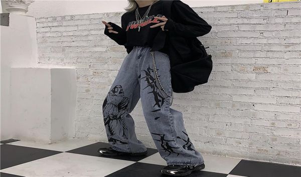 women men vintage streetwear pants thorns print washed jeans spring autumn loose high waist length straight denim pants clothing6880029, Blue
women men vintage streetwear pants thorns print washed jeans spring autumn loose high waist length straight denim pants clothing6880029, Blue