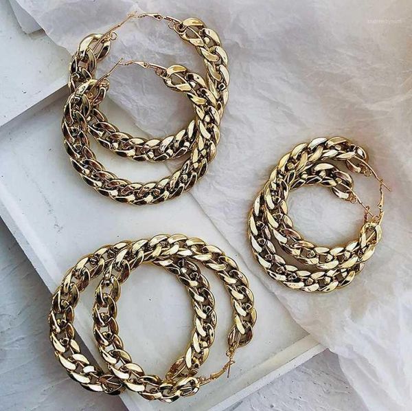 amorcome punk gold color chain hoop earrings for women fashion popular metal circle round loop earrings statement jewelry gift16235147, Golden;silver
amorcome punk gold color chain hoop earrings for women fashion popular metal circle round loop earrings statement jewelry gift16235147, Golden;silver